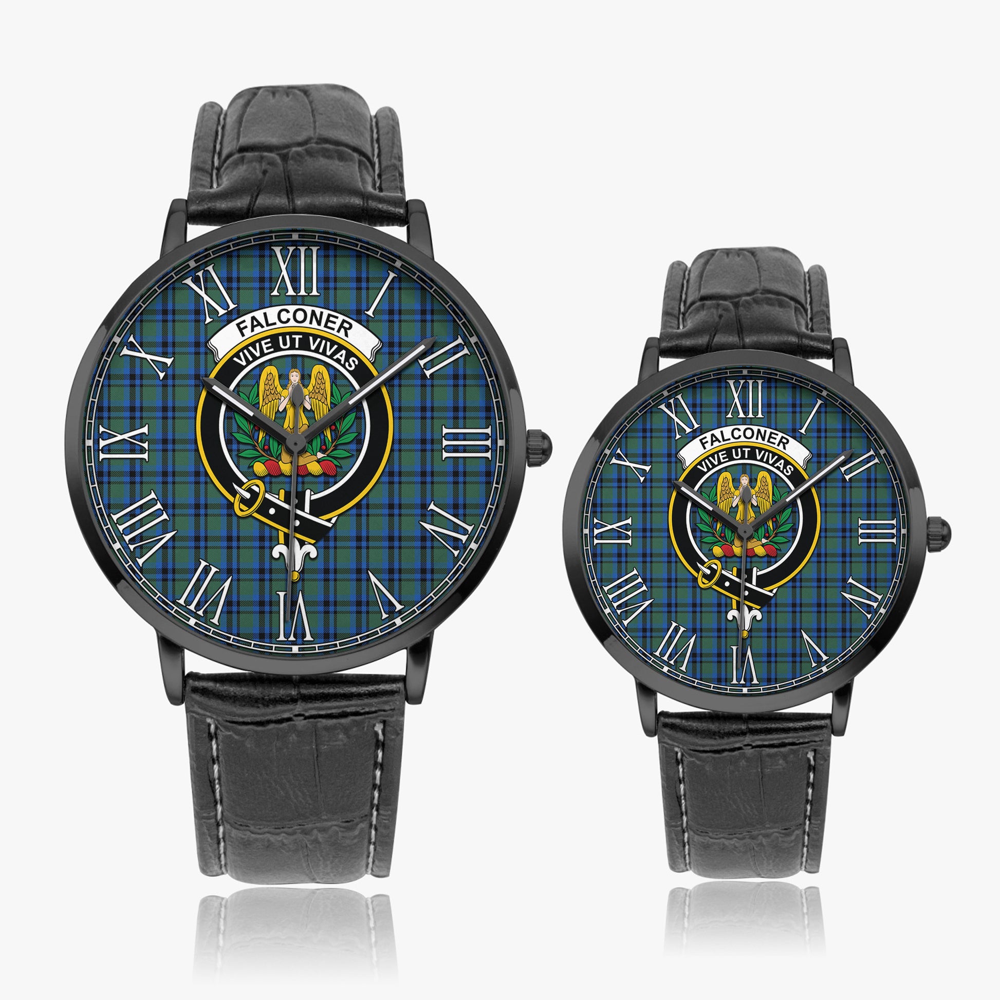 Falconer Tartan Family Crest Leather Strap Quartz Watch - Tartan Vibes Clothing