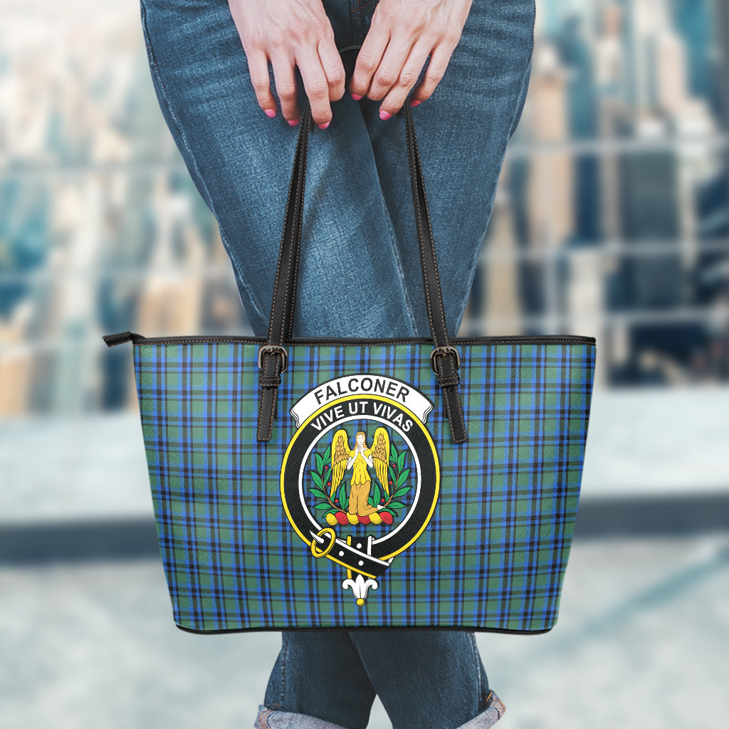 Falconer Tartan Leather Tote Bag with Family Crest - Tartan Vibes Clothing