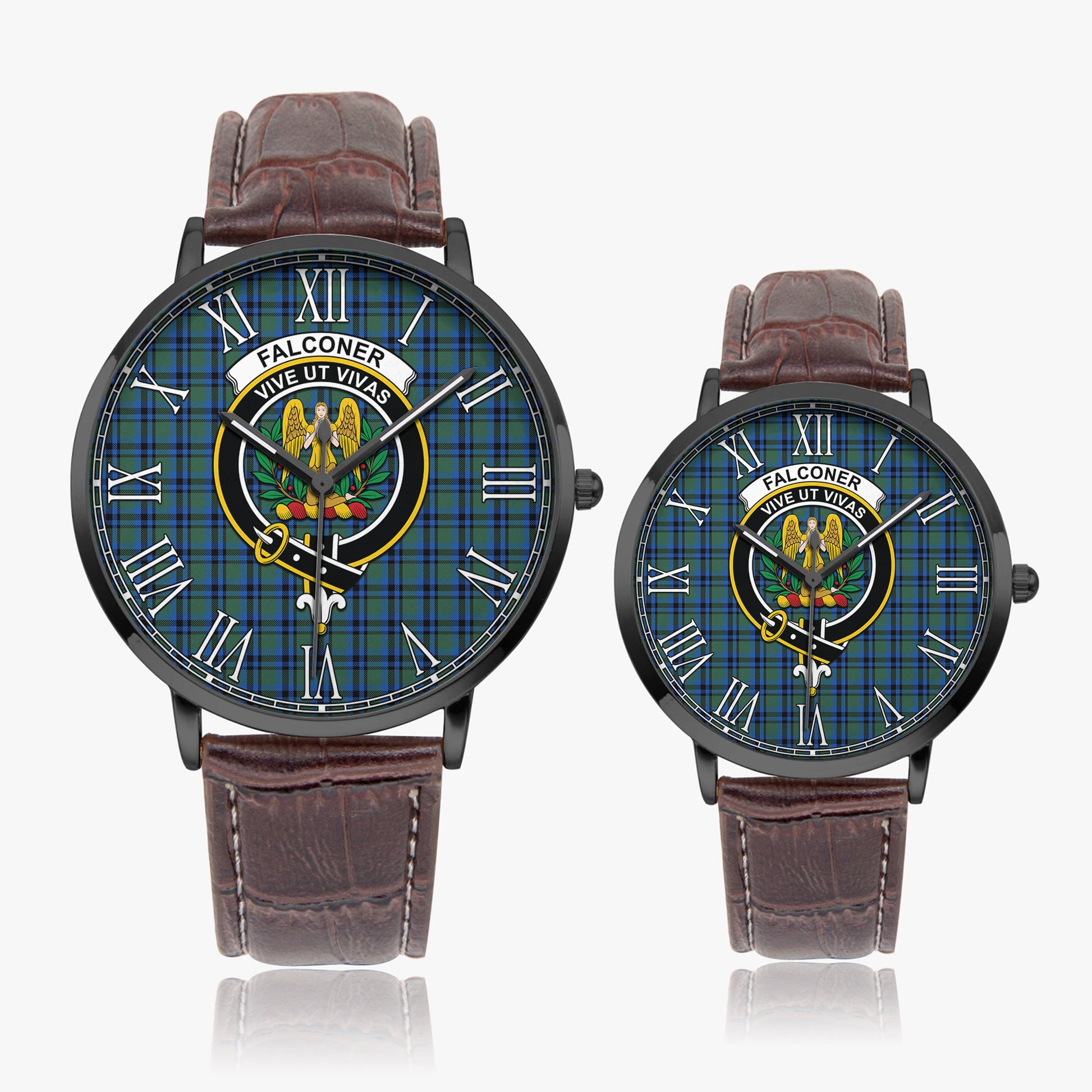 Falconer Tartan Family Crest Leather Strap Quartz Watch - Tartan Vibes Clothing