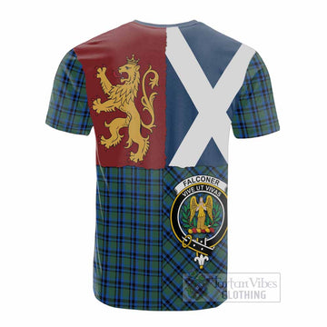 Falconer Crest Tartan Cotton T-shirt with Lion Rampant Saltire Style