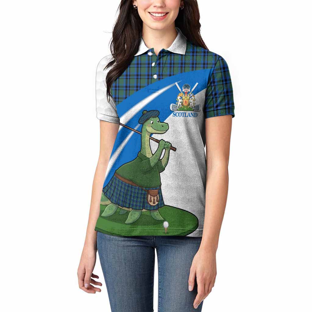 Falconer Tartan Crest Golf Nessie Women Polo Shirt Loch Ness Monster Sporty Style