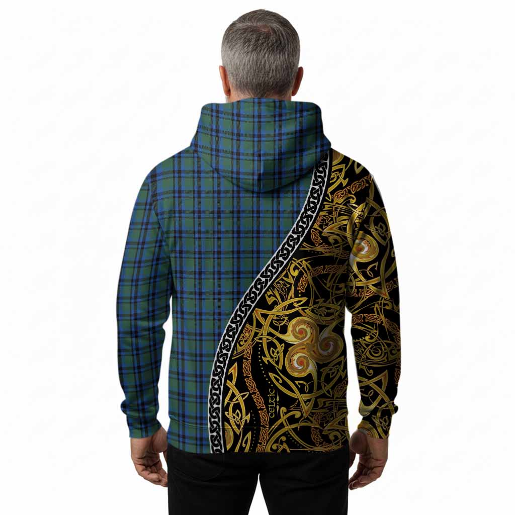 Falconer Tartan Crest Hoodie Celtic Knot and Triple Trickle Spiral Symbols