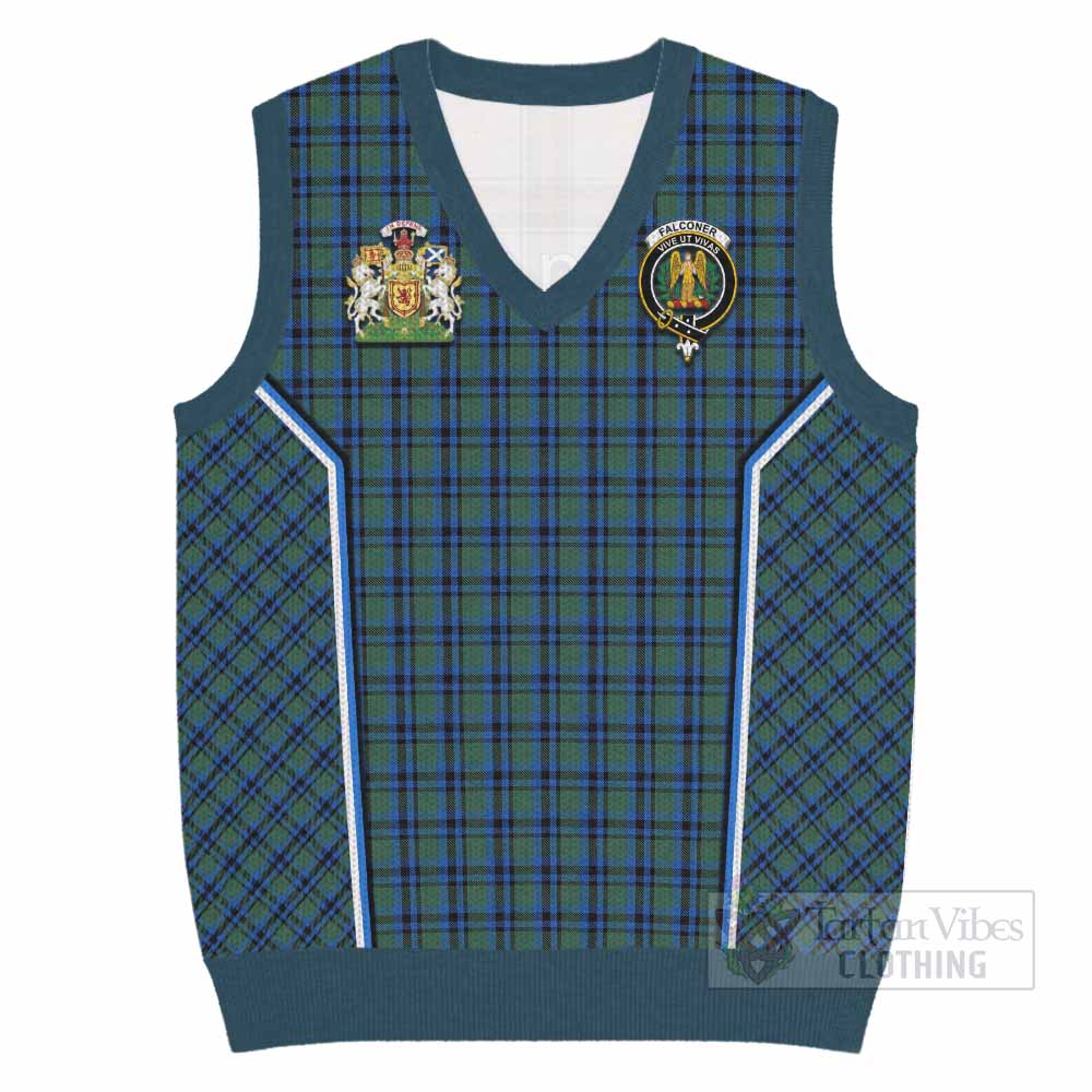 Falconer Tartan Crest Knitted V-Neck Vest Scotland Coat of Arm Flag Style - Tartan Vibes Clothing