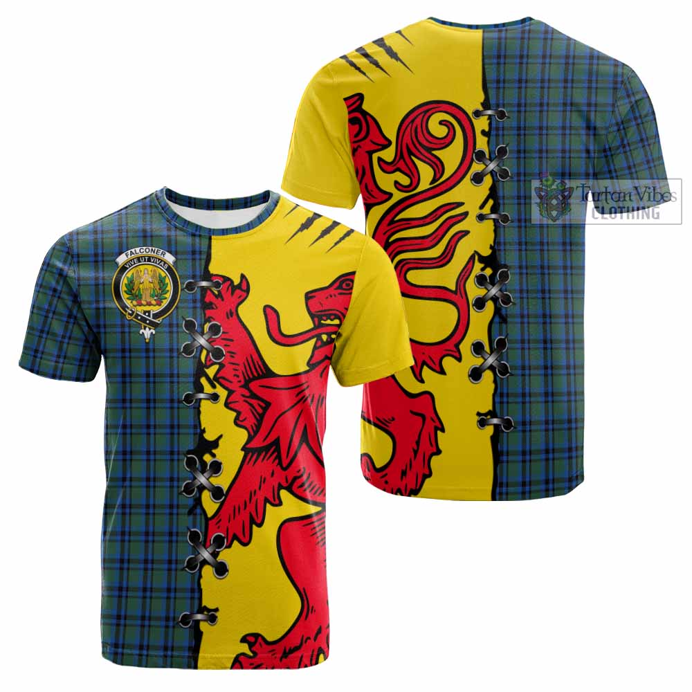 Falconer Tartan Family Crest Cotton T-shirt Lion Rampant Honor - Tartan Vibes Clothing