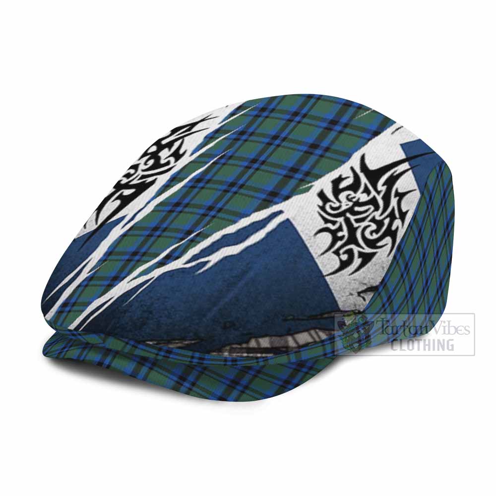 Falconer Tartan Flat Cap, Jeff Cap Scotland Flag Ripped Tribal Design