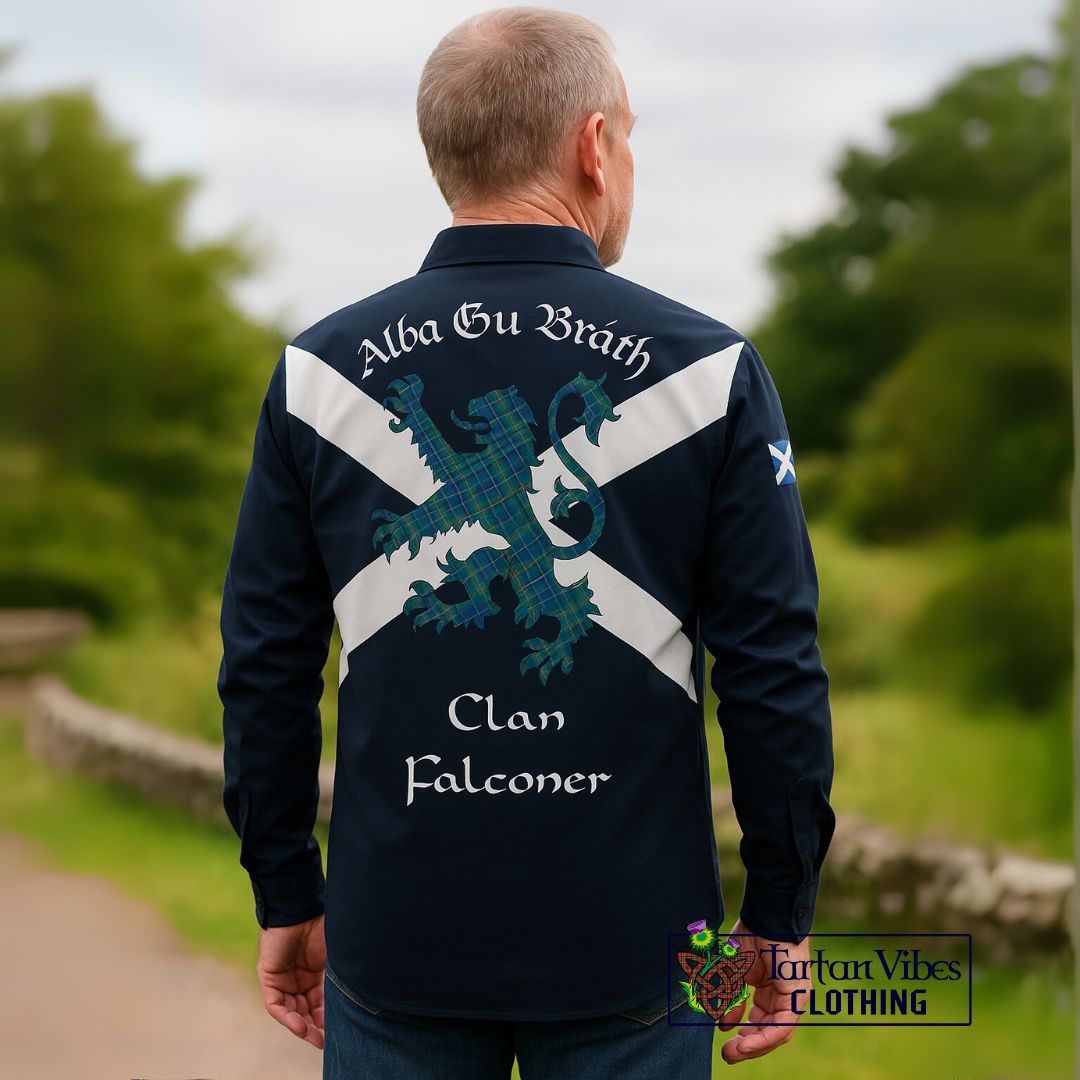 Falconer Tartan Lion Rampant Ghillie Kilt Shirt Proudly Display Your Heritage with Alba Gu Brath and Clan Name