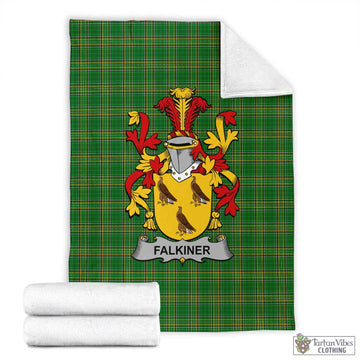 Falkiner Irish Clan Tartan Blanket with Coat of Arms X-Large 59 x 79 inches 150 x 200 cm - Tartan Vibes Clothing