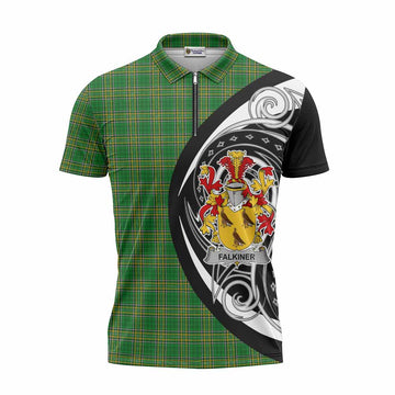 Falkiner Irish Clan Zipper Polo Shirt Celtic Circle Style Unisex - Tartan Vibes Clothing