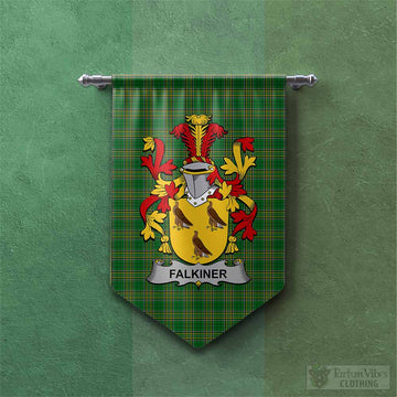 Falkiner Irish Clan Tartan Gonfalon, Tartan Banner with Coat of Arms
