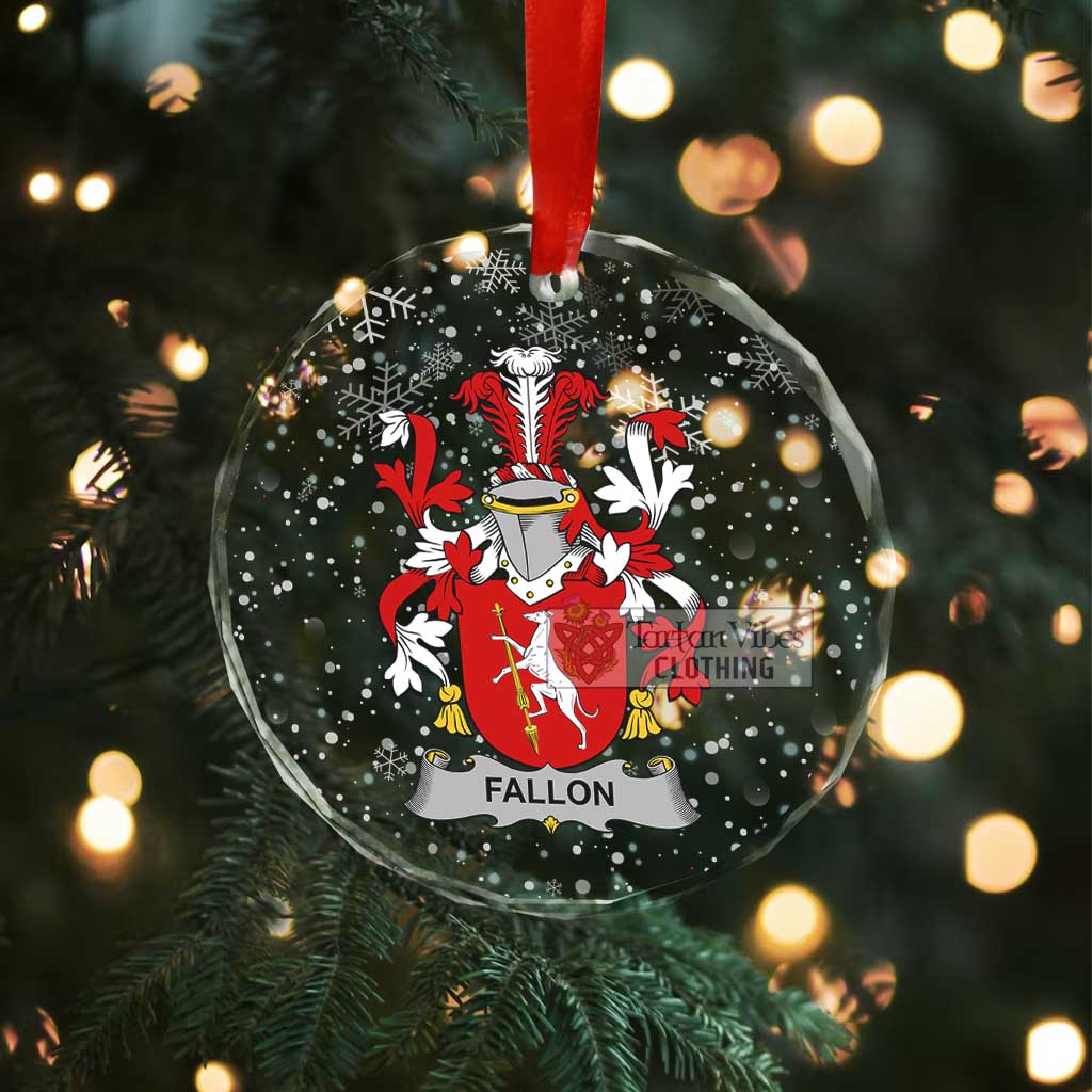 Fallon Irish Clan Christmas Glass Ornament with Coat of Arms - 2D-tartanvibesclothing