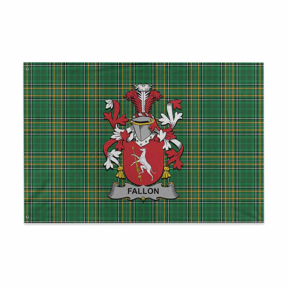 Tartan Vibes Clothing Fallon Irish Clan Tartan House Flag with Coat of Arms