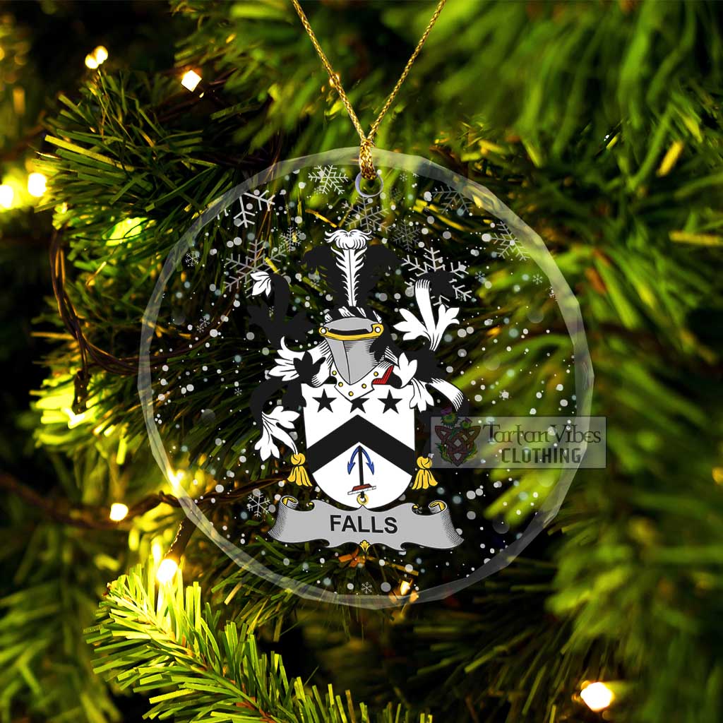 Falls Irish Clan Christmas Glass Ornament with Coat of Arms Transparent Glass Circle - 2D-tartanvibesclothing