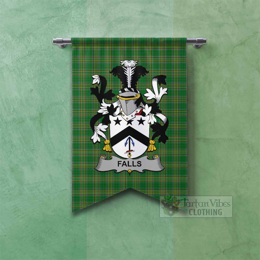 Falls Irish Clan Tartan Gonfalon, Tartan Banner with Coat of Arms Fishtail - Tartan Vibes Clothing