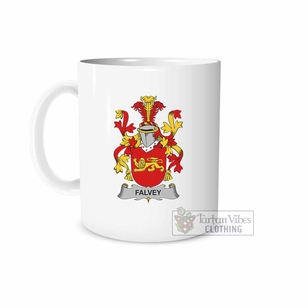 Falvey Irish Clan Coat of Arms Ceramic Mug White - 2D-tartanvibesclothing