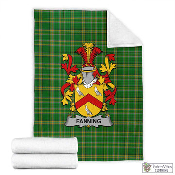 Fanning Irish Clan Tartan Blanket with Coat of Arms X-Large 59 x 79 inches 150 x 200 cm - Tartan Vibes Clothing