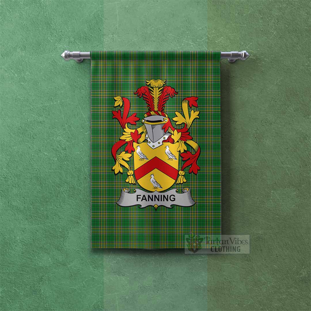 Tartan Vibes Clothing Fanning Irish Clan Tartan Gonfalon, Tartan Banner with Coat of Arms