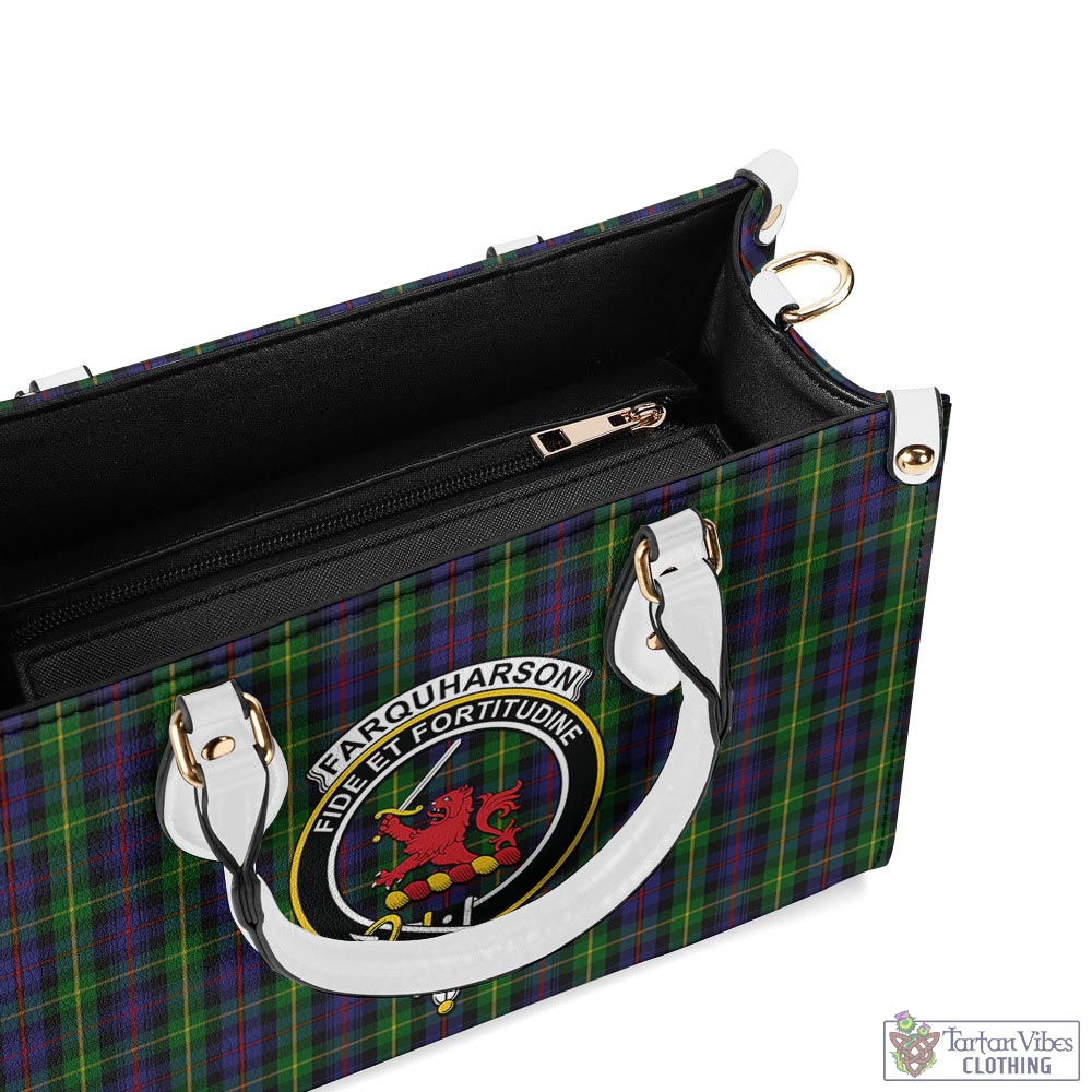 Tartan Vibes Clothing Farquharson Tartan Luxury Leather Handbags with Family Crest
