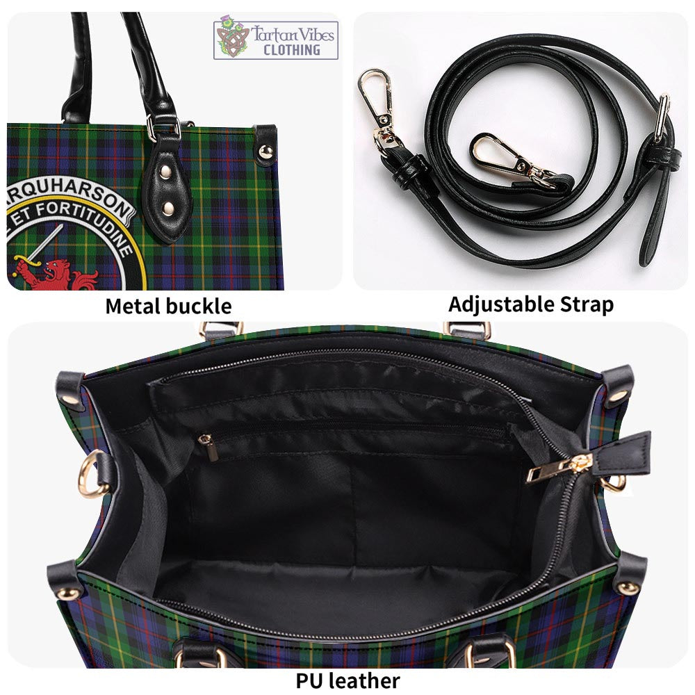 Tartan Vibes Clothing Farquharson Tartan Luxury Leather Handbags with Family Crest