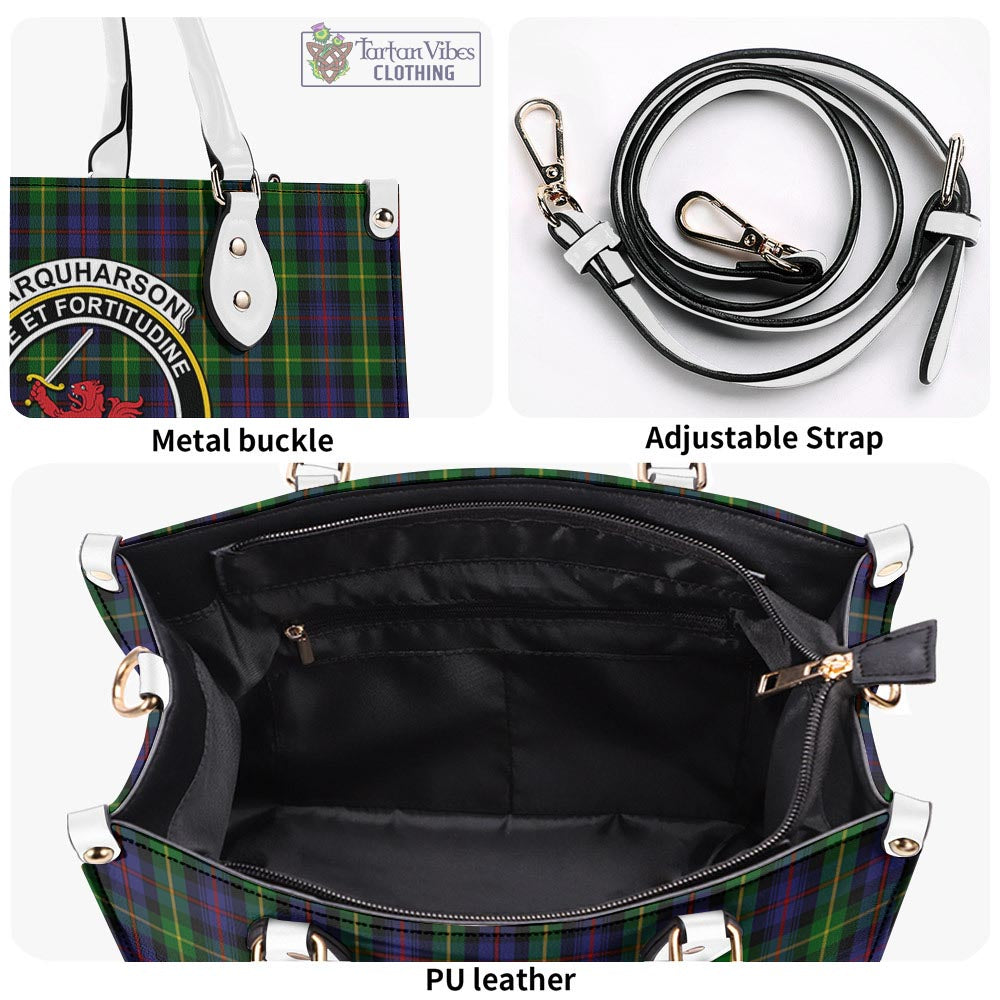 Tartan Vibes Clothing Farquharson Tartan Luxury Leather Handbags with Family Crest
