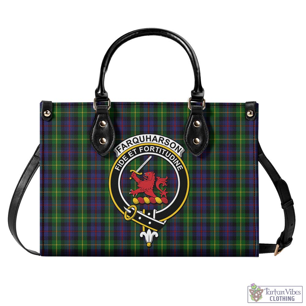 Tartan Vibes Clothing Farquharson Tartan Luxury Leather Handbags with Family Crest