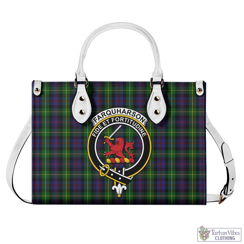Tartan Vibes Clothing Farquharson Tartan Luxury Leather Handbags with Family Crest