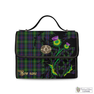 Farquharson Tartan Waterproof Canvas Bag with Scotland Map and Thistle Celtic Accents