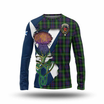 Tartan Vibes Clothing Farquharson Tartan Family Crest Long Sleeve T-Shirt Scottish Thistle Celtic Inspired