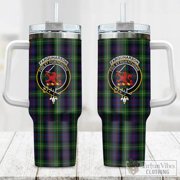 Farquharson Tartan and Family Crest Tumbler with Handle