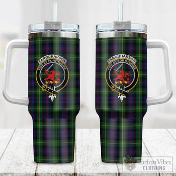 Tartan Vibes Clothing Farquharson Tartan and Family Crest Tumbler with Handle