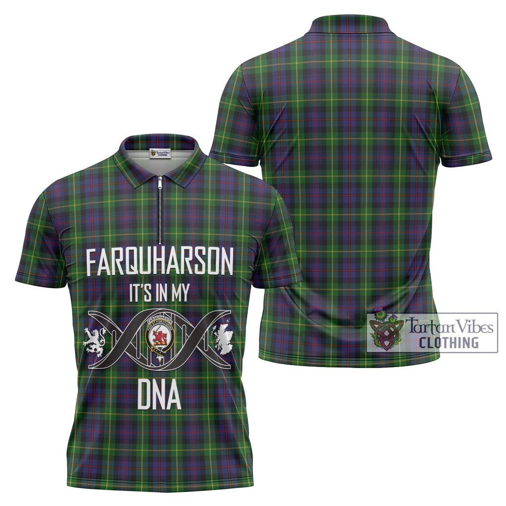 Farquharson Tartan Zipper Polo Shirt with Family Crest DNA In Me Style Unisex - Tartanvibesclothing Shop