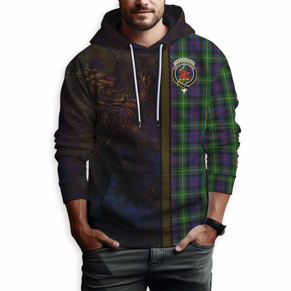 Tartan Vibes Clothing Farquharson Tartan Family Crest Hoodie Alba Gu Brath Be Brave Lion Ancient Style