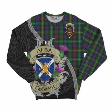 Farquharson Tartan Family Crest Sweatshirt Lion Rampant Royal Thistle Shield Celtic Inspired
