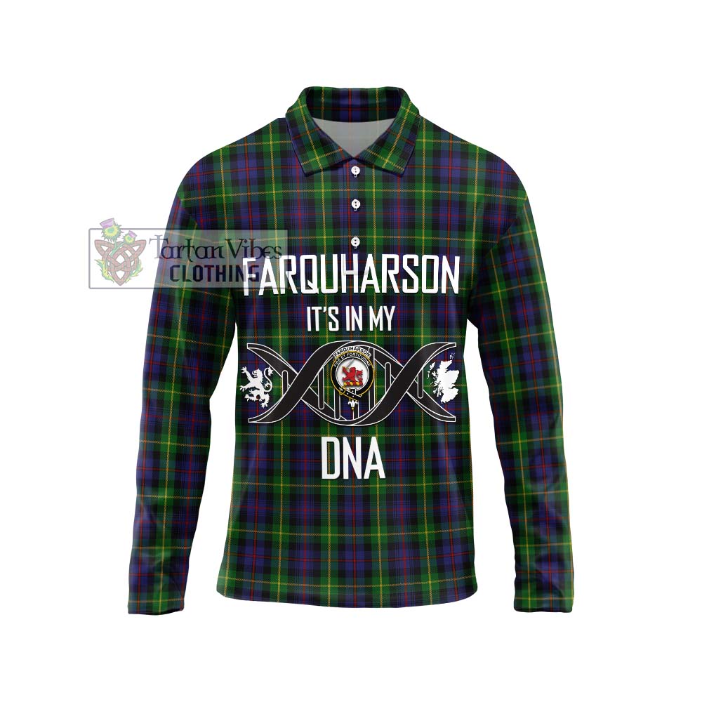 Farquharson Tartan Long Sleeve Polo Shirt with Family Crest DNA In Me Style Unisex - Tartanvibesclothing Shop