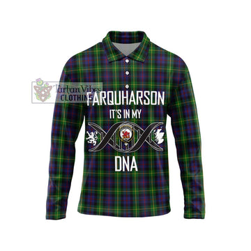 Farquharson Tartan Long Sleeve Polo Shirt with Family Crest DNA In Me Style Unisex - Tartanvibesclothing Shop