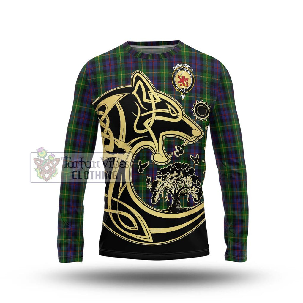 Farquharson Tartan Long Sleeve T-Shirt with Family Crest Celtic Wolf Style Unisex - Tartan Vibes Clothing
