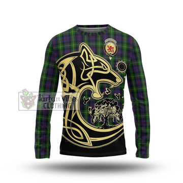 Farquharson Tartan Long Sleeve T-Shirt with Family Crest Celtic Wolf Style Unisex - Tartan Vibes Clothing
