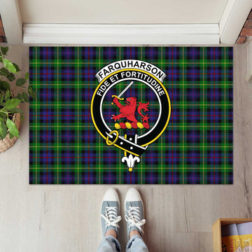 Farquharson Tartan Rubber Doormat with Family Crest