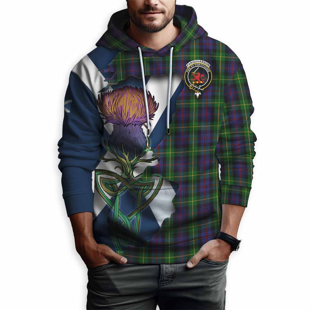 Tartan Vibes Clothing Farquharson Tartan Family Crest Hoodie Scottish Thistle Celtic Inspired