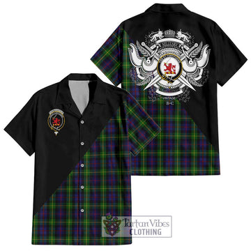Farquharson Tartan Hawaiian Shirt with Family Crest and Military Logo Style