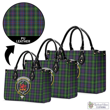 Farquharson Tartan Luxury Leather Handbags with Family Crest