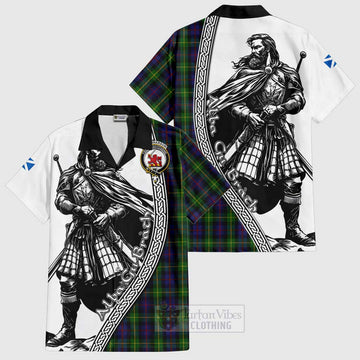 Farquharson Tartan Clan Crest Hawaiian Shirt with Highlander Warrior Celtic Style