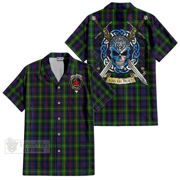Farquharson Tartan Hawaiian Shirt with Family Crest Celtic Skull Style