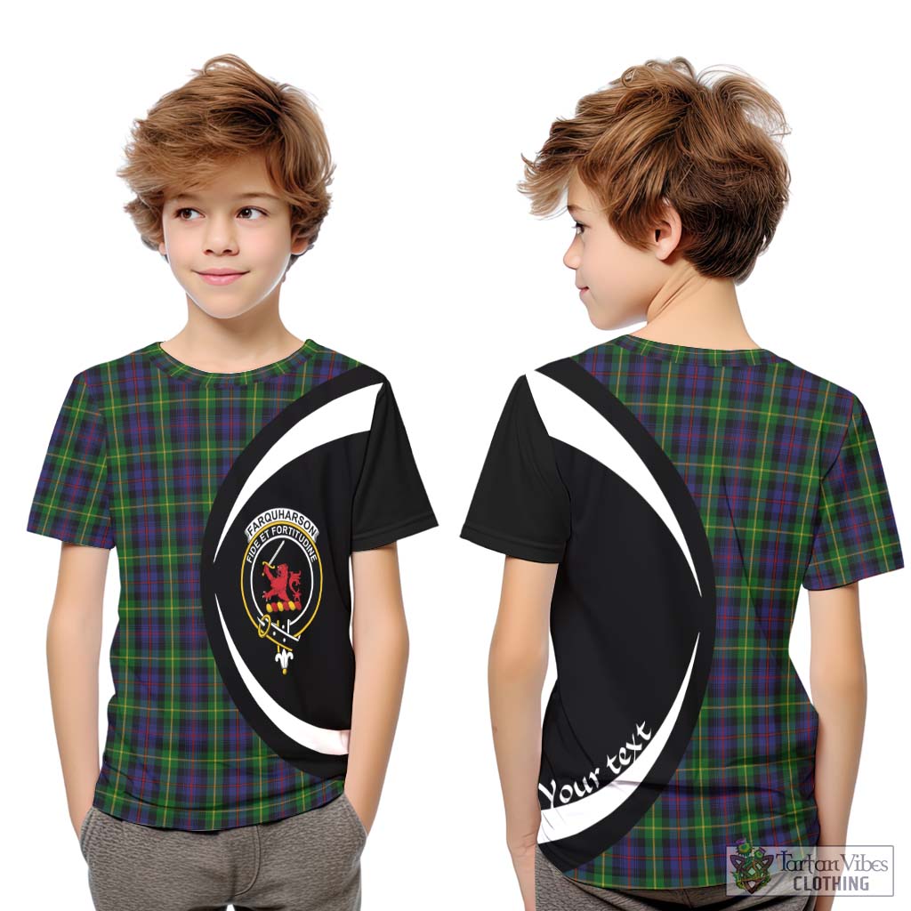 Farquharson Tartan Kid T-Shirt with Family Crest Circle Style Youth XL Size14 - Tartan Vibes Clothing