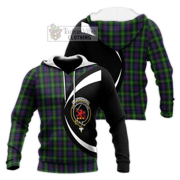 Farquharson Tartan Knitted Hoodie with Family Crest Circle Style Unisex Knitted Pullover Hoodie - Tartan Vibes Clothing