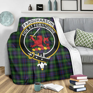 Farquharson Tartan Blanket with Family Crest