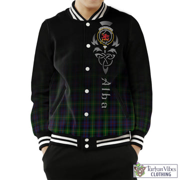 Tartan Vibes Clothing Farquharson Tartan Baseball Jacket Featuring Alba Gu Brath Family Crest Celtic Inspired