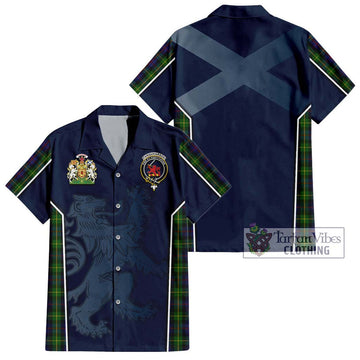 Farquharson Tartan Hawaiian Shirt with Family Crest and Lion Rampant Vibes Sport Style