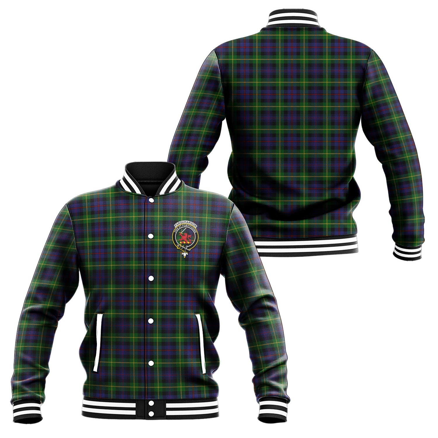 Farquharson Tartan Baseball Jacket with Family Crest Unisex - Tartan Vibes Clothing