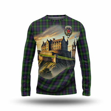 Tartan Vibes Clothing Farquharson Tartan Family Crest Long Sleeve T-Shirt with Scottish Ancient Castle Style
