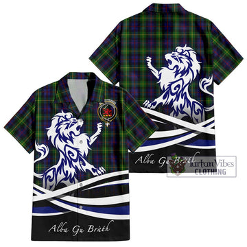 Farquharson Tartan Hawaiian Shirt with Alba Gu Brath Regal Lion Emblem